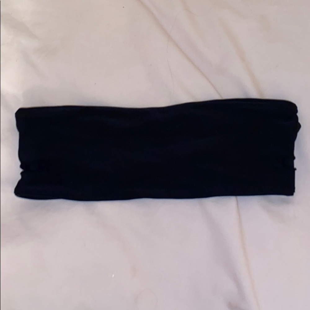 Black Strapless Swim Top